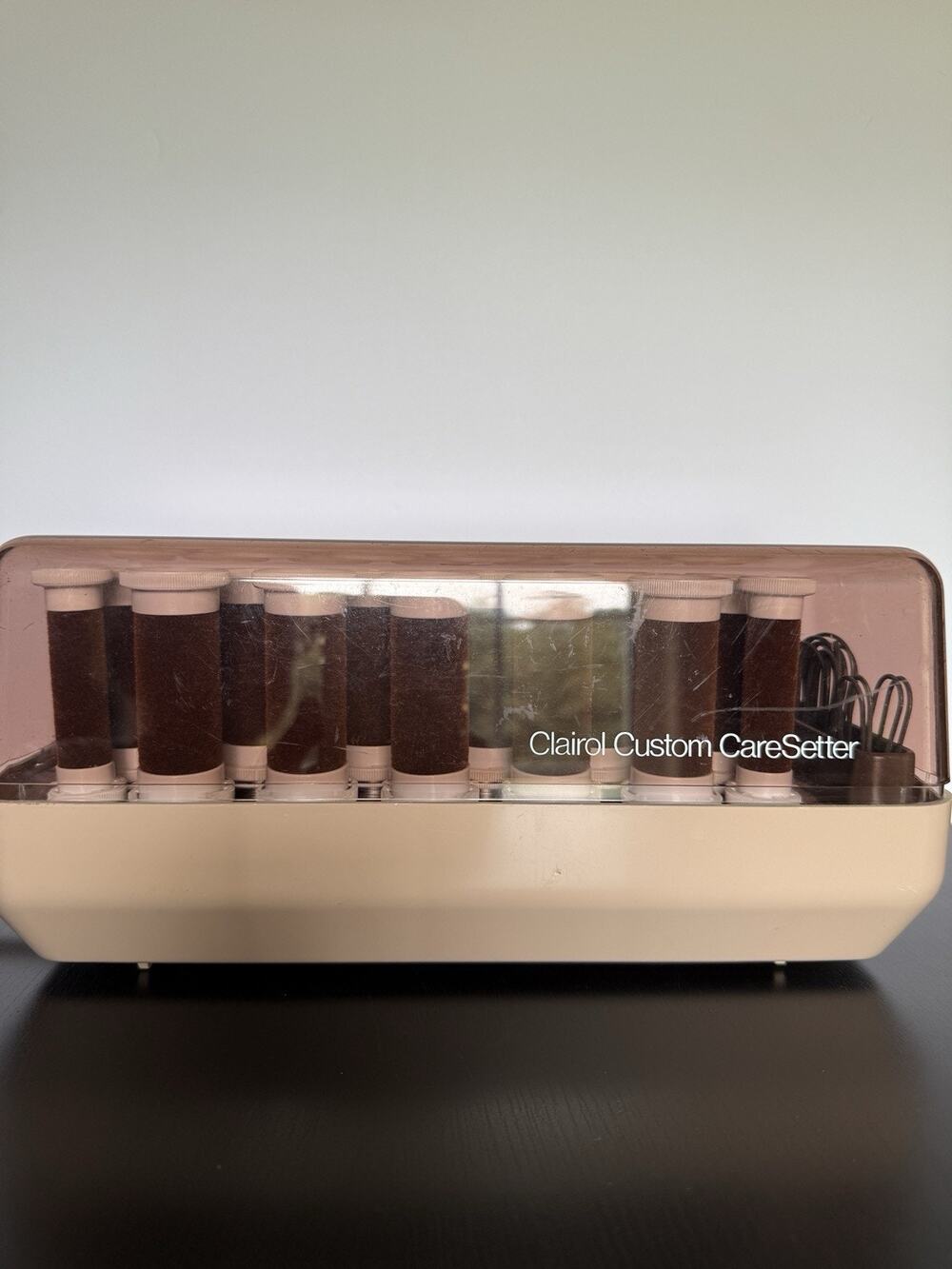 Vtg Clairol Custom Care Setter 20 Hot Rollers & Clips KF-20 Works Flocked Velvet